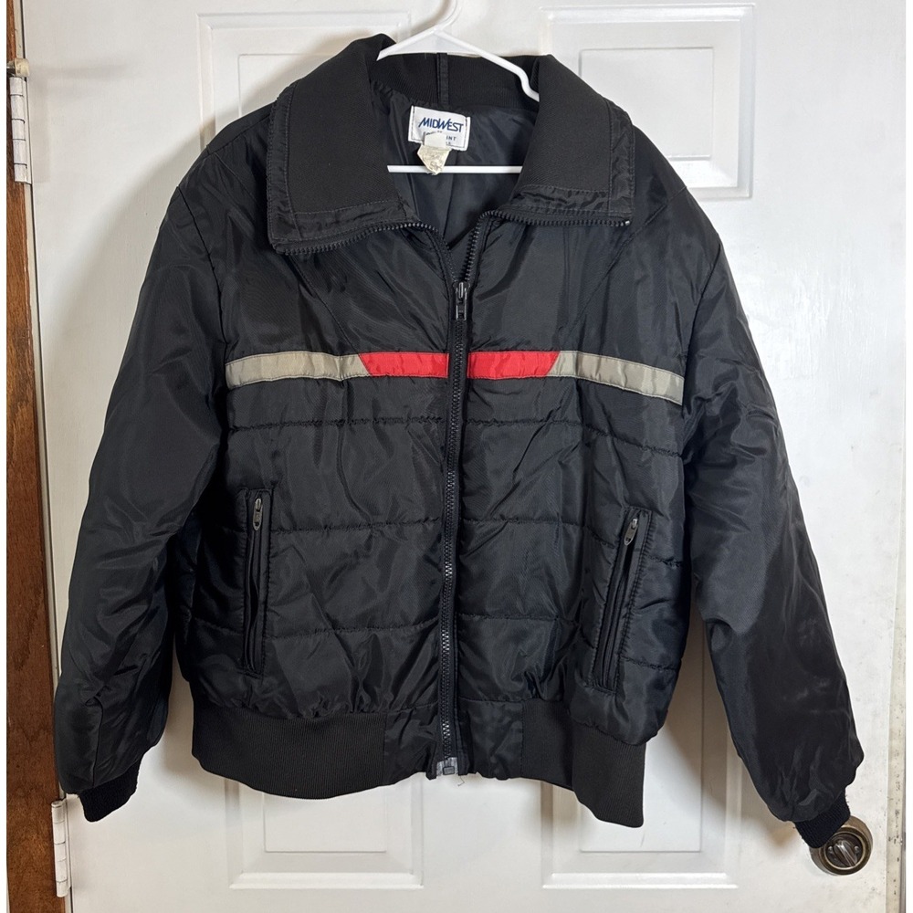Vintage Midwest Fox Point USA Union Made Puffer Jacket Black Large